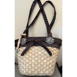 Brighton Woven Straw & Faux Leather Handbag